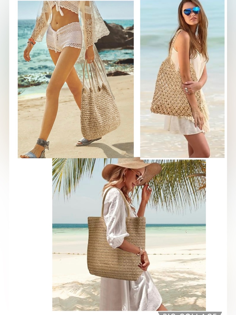 Boho Slouchy extra large Woven Straw beach bag tote tan - Picture 10 of 11